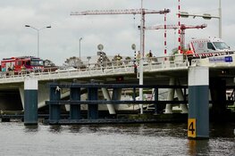 Meeuw vast met poot aan brug in Zaandam
