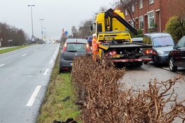 Automobiliste rijdt haar auto en heg stuk in Wormerveer