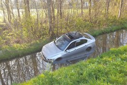 Auto te water langs N246 in Westknollendam