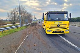Vrachtwagen schaart op A7 in Zaandam