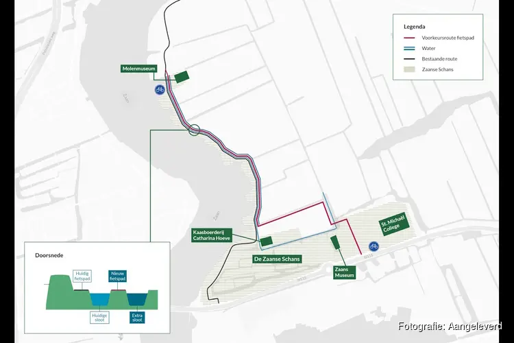 College kiest voorkeursvariant voor fietspad langs Zaanse Schans