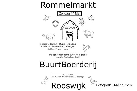 Zondag 17 mei Rommelmarkt Buurtboerderij Rooswijk