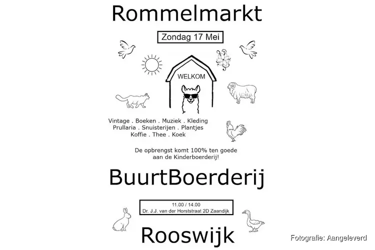 Zondag 17 mei Rommelmarkt Buurtboerderij Rooswijk