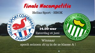 Komende zaterdag Hellas Sport-HBOK voor plek in de 2e klasse